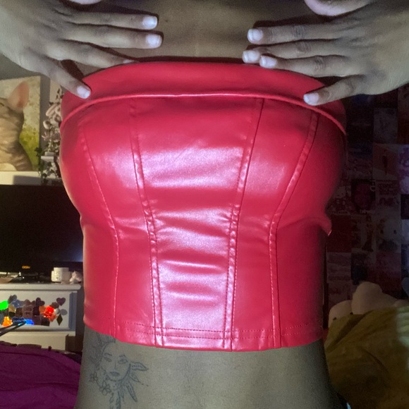 Red Leather tube top - Picture 1 of 6